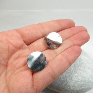 Vintage Silver Disc clip Earrings